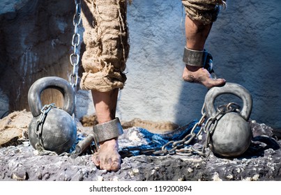 Legs In Heavy Iron Shackles