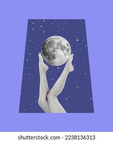 Legs holding a planet. Modern design. Contemporary and conceptual art collage. Copy space for ad.
 - Shutterstock ID 2238136313