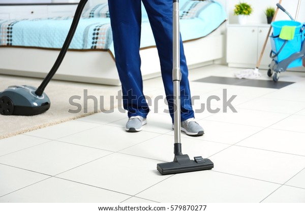 Legs Man Hoovering Floor Vacuum Cleaner Stock Photo Edit Now