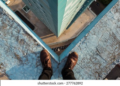 Legs Of A Man Standing On The Edge, Moscow