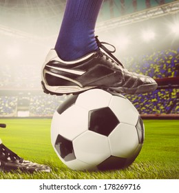 Legs Soccer Football Player On Ball Stock Photo (Edit Now) 196290098