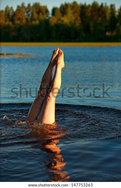 Legs Swimming Woman Lake Summer Stock Photo 147753263 | Shutterstock