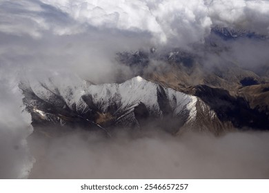 Leh Ladakh. Himalayan Mountain Ranges. Leh Valley. Aerial Views. Snow-capped Mountains. Glaciers and Lakes. - Powered by Shutterstock