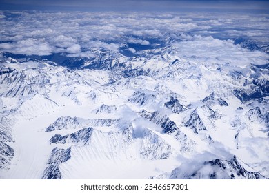 Leh Ladakh. Himalayan Mountain Ranges. Leh Valley. Aerial Views. Snow-capped Mountains. Glaciers and Lakes. - Powered by Shutterstock