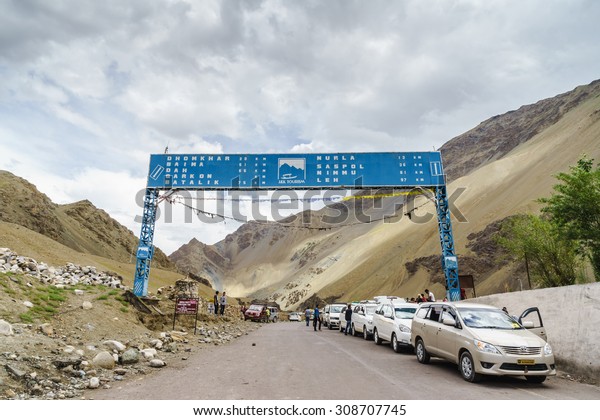 LEH, LADAKH, INDIA - AUG 5: Check point at\
Nurla on Aug 5, 2015 in Leh, Ladakh,\
India.