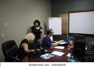 Lehigh Acres, Florida/ USA - April 6, 2015:  Lee County FEMA Emergency Management  Disaster Training Exercise At Lehigh Regional Hospital Command Central.