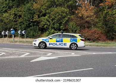 Leicester, United Kingdom- September 5, 2022: A Photo Leicester Police Car In Pursuit. 