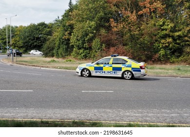 Leicester, United Kingdom- September 5, 2022: A Photo Leicester Police Car In Pursuit. 