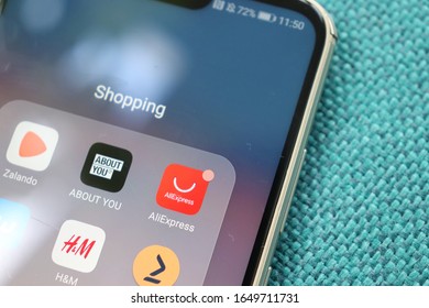 Leiden, The Netherlands, 19 Feb 2020:
Phone Showing The Ali Express App.