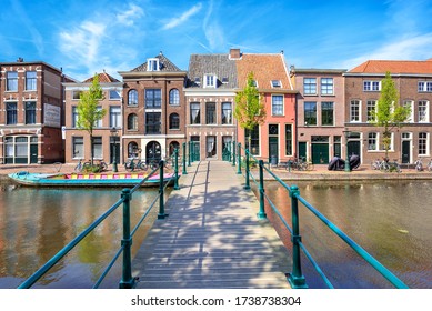 Leiden / The Netherlands - April 29, 2019: Cityscape of Leiden, The Netherlands