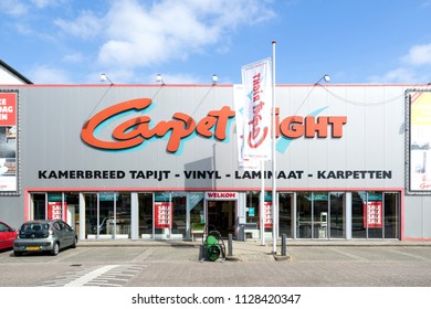 LEIDERDORP, THE NETHERLANDS - June 19, 2018: Carpetright store. Carpetright plc is one of the largest British retailers of floor coverings. The company is listed on the London Stock Exchange.