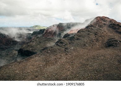 Leilani Estate, Hawaii. - Kilauea Volcano Eruption Hardened Black Lava Field.