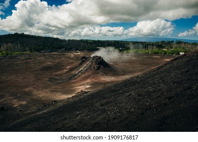 Leilani Estate, Hawaii. - Kilauea Volcano Eruption Hardened Black Lava Field.