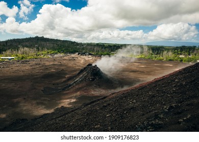 Leilani Estate, Hawaii. - Kilauea Volcano Eruption Hardened Black Lava Field.