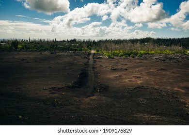 Leilani Estate, Hawaii. - Kilauea Volcano Eruption Hardened Black Lava Field.