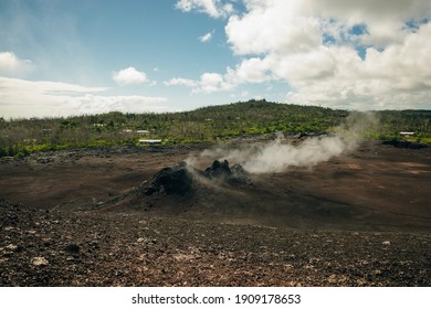 Leilani Estate, Hawaii. - Kilauea Volcano Eruption Hardened Black Lava Field.