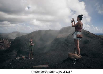 Leilani Estate, Hawaii. - Kilauea Volcano Eruption Hardened Black Lava Field.