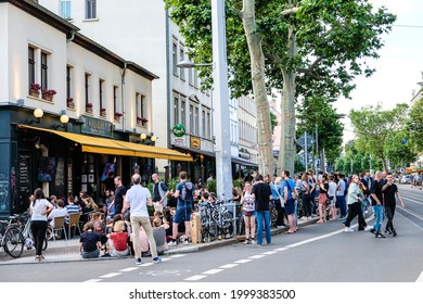 Leipzig, Germany - June 29, 2021: Fans Of The German National Football Team At The Pub In Leipzig Suffer The Loss Of The German National Team To England In The European Football Championship 2020