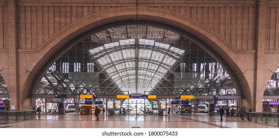 Leipzig / Germany - May 2019: Central Railway Station In Leipzig