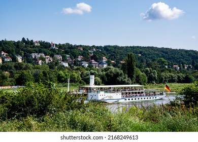 Leisure Activities On Elbe River On A Sunny Day (Dresden, Germany).