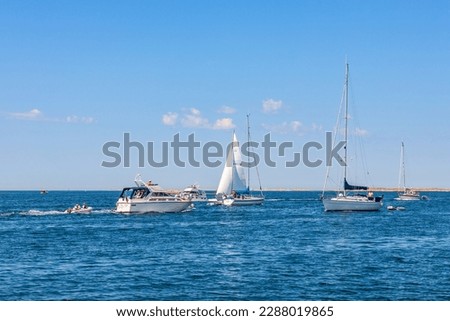 Leisure boats on the sea on a beautiful summer day