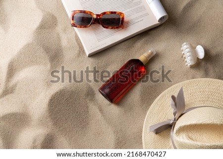 Similar – Image, Stock Photo Summer flat lay with apples, sunflowers, pomegranate