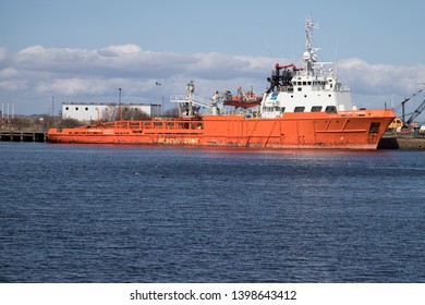 Leith, Edinburgh March 31st 2019: The Sentinel Ranger An U.K. Registered Offshore Supply Vessel Built In 1982 With A Gross Tonnage Of 1502t