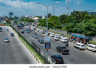 Lekki, Lagos / Nigeria - November 14th 2019 : A View Of The Lekki Phase 1 Bus Stop