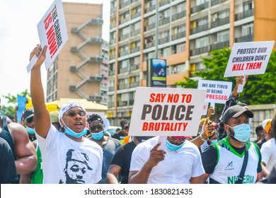 Lekki, Lagos  Nigeria - October 08th 2020: END SARS PROTESTS IN NIGERIA 