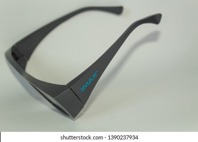 Lekki, Lagos/Nigeria - May 04 2019: IMAX 3d Glasses With IMAX Logo On The Side