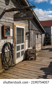 Leland, Michigan - December 28, 2020: Fishtown Is A Busy Tourist Area In The Summer In Northern Michigan.