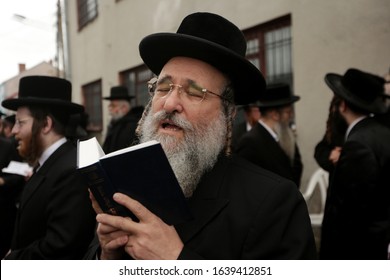 Lelow, Poland - February 2, 2020: Hasidim from all over the world came to Lelów on the 206th anniversary of the death of tzaddik Dawid Biderman