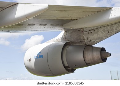 Lelystad, Netherlands. July 2022. Close Up Of The Wing Of An Airplane. High Quality Photo