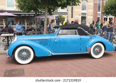 Lelystad, The Netherlands - June 19 2022: Blue Talbot Lago Convertible Car On Old Timer Day In Dutch City