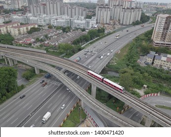 Lembah Subang, Malaysia. May 10 2019. Light Rail Transit (LRT) Of The LRT Kelana Jaya Line. Formerly Known As The LRT Putra.