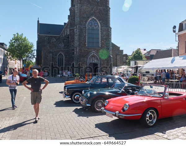 LEMBEEK, BELGIUM - MAY 27: Collector\'s meeting of\
classic cars and motorbikes. The exhibition called  Retromania took\
place in Lembeek. Fans from Belgium came to show their vehicles,\
may 27, 2017.