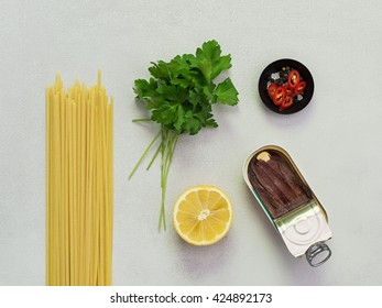 Lemon And Anchovy Pasta Ingredients.