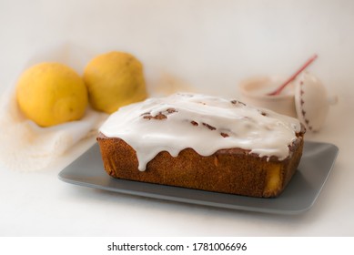 Lemon bread coated with white delicious sugar icing  - Powered by Shutterstock