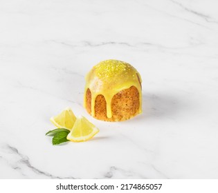 Lemon cake with icing sugar. Light background	 - Shutterstock ID 2174865057