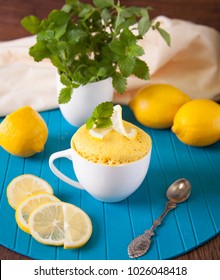 Lemon Cake Made In A Microwave In The Mug