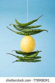 Lemon Chilies Tied With Thread And Tied For Hanging On Doors At Home OR Shop To Avoid Any Bad Fortune Also Known As Totka Or Nazar Battu