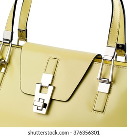 Lemon cream female handbag isolated on white background. - Shutterstock ID 376356301