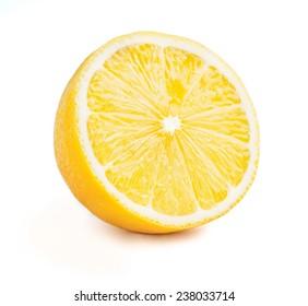 Lemon cut half slice isolated on white background