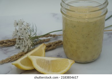 Lemon Dill Tahini Dressing In Cup