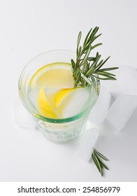 Lemon Fizz In A Glass,   On A White Background