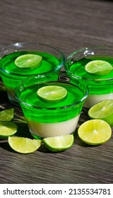  Lemon Flavored Green Gelatin Combined With Milk