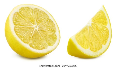 Lemon fruit. Collection organic lemon isolated on white background. Lemon with clipping path