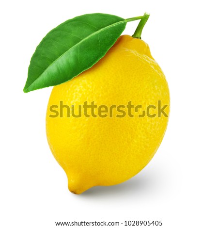 lemon fruit with leaf isolated on white background Clipping Path