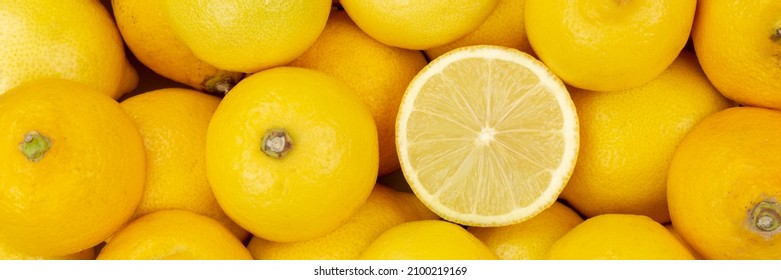 Lemon fruits lemons fruit background from above panorama top view
