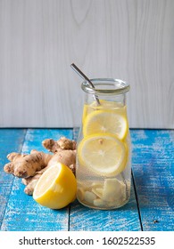 
Lemon And Ginger Infusion Water In The Jar